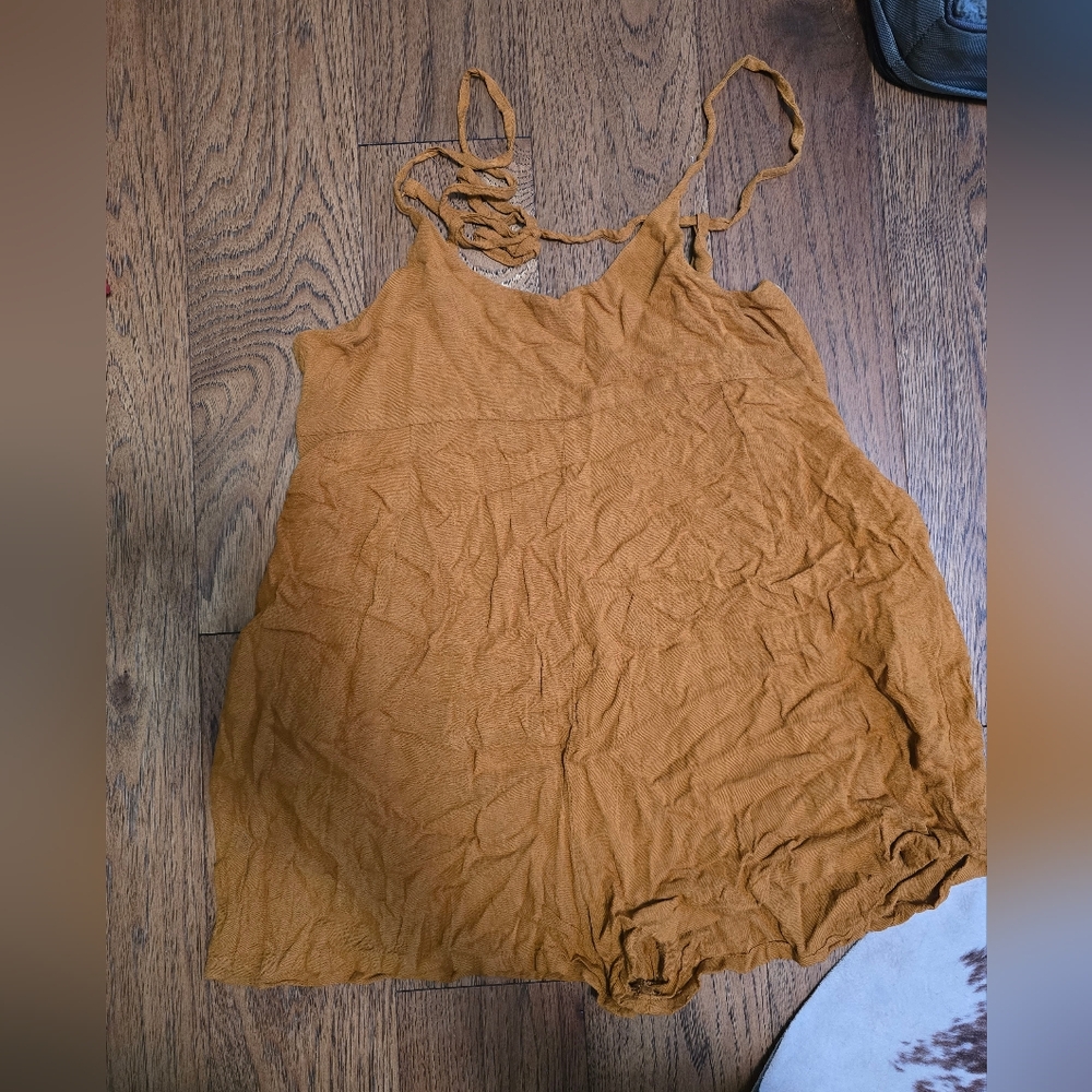 Tan strappy back romper
